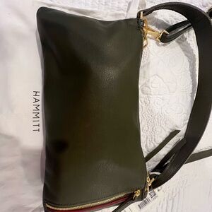 Hammitt Kyle Small  Leather Crossbody Bag with Gold Stud Accents Olive Green NWT